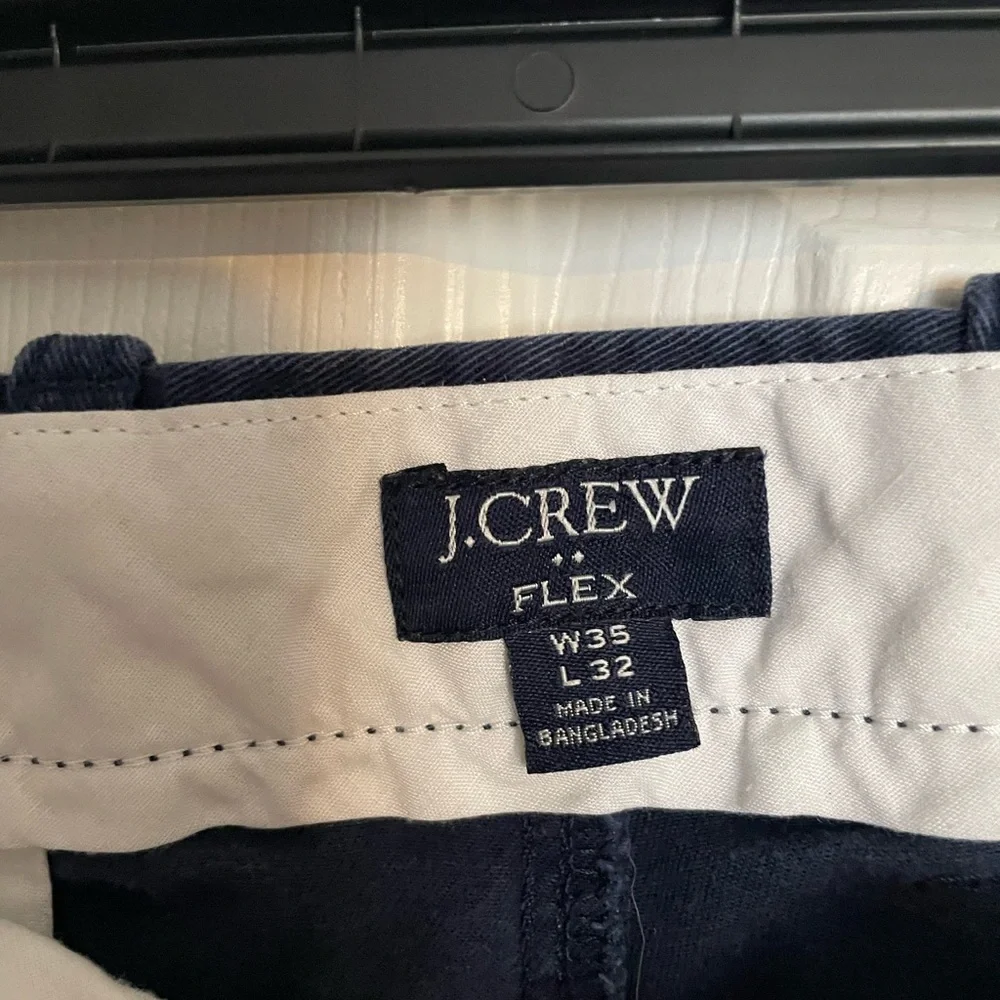 J. Crew Flex Mens Navy Straight-Fit Chinos 35 W and 32 L
